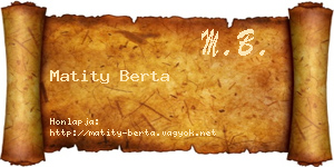 Matity Berta névjegykártya